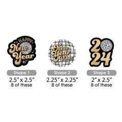 Big Dot of Happiness Disco New Year - Paper Straw Decor - Groovy 2024 NYE Party Striped Decorative Straws - Set of 24