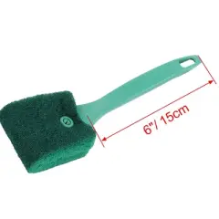 Unique Bargains Plastic Handle Aquarium  Glass Sponge Clean Brush Scrubber Cleaner Green