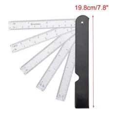 Unique Bargains Plastic Foldable Multifunctional Fan Design Metric Scale Ruler