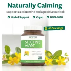 St Johns Wort Capsules, Powerful 900mcg Hypericin, Standardized Extract & Whole Herb Supplement, Health's Harmony, 60, 120 or 180ct