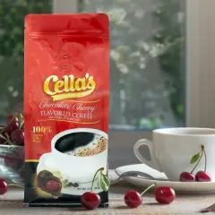 Cellas Chocolate Cherry Flavored,Medium Roast,Ground Coffee,12 oz Bag, 6 pack