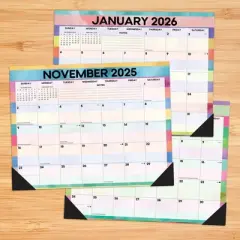 Willow Creek Press Watercolor Stripe Academic July 2025 - June 2026 22"x17" Large Monthly Deskpad Calendar