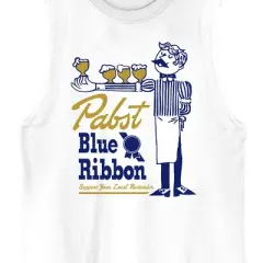 Pabst Blue Ribbon Support Your Local Bartender Crew Neck Sleeveless Men's White Tank Top