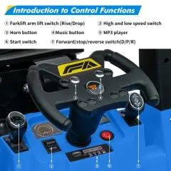 12V Kids Ride On Forklift Car, Electric Ride On Construction Car with Remote Control, Liftable Fork and Pallet, , Music Ride On Toy for Kids