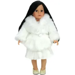 Sophia&rsquo;s Faux faux fur Coat with Sash Closure for 18" Dolls, Ivory