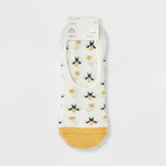 Women's Bee 3pk Liner Socks - A New Day&trade; Ivory/Gold/Heather Gray 4-10: Cotton Blend, Seamless Toe, Hidden Gel Heel Grip