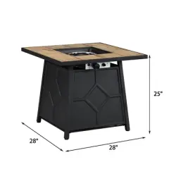 Racxily Fire Pit Table, 28-inch Square 40,000 BTU Auto-Ignition Propane Gas Firepit with Waterproof Cover