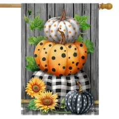 Briarwood Lane Fall House Flag 40x28 For Outdoor Patterned Pumpkin Stack For Fall House Flag