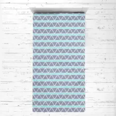 Bacati - Liam Large Triangles Aqua Navy Muslin 3 pc Toddler Bed Sheet Set