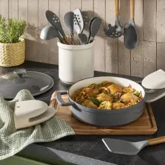 10pc Wood/Nylon Kitchen Utensil Set Gray - Figmint&trade;: Silicone Cooking Utensils, Adult Kitchen Tool Collection