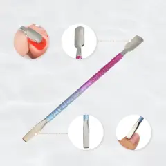 Unique Bargains Stainless Steel Double Head Cuticle Pusher Set Rose Red Blue 3Pcs