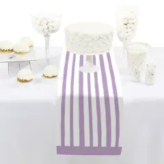 Big Dot of Happiness Purple Stripes - Petite Simple Party Paper Table Runner - 12 x 60 inches