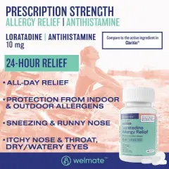 WELMATE 24 Hour Allergy Relief Tablets - Loratadine 10mg 365ct