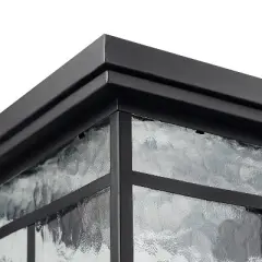 Globe Electric 2-Light Outdoor Flush Mount Ceiling Light with Clear Watered Glass Shade Bronze