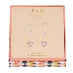 FAO Schwarz Silver Tone Ballet Slipper Trio Earring Set