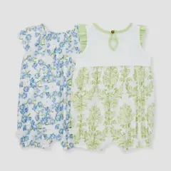 Burt's Bees Baby&reg; Baby Girls' 2pk Rose Garden Bubble Romper Set - White