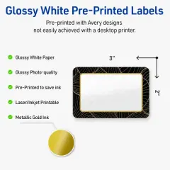 Avery Rectangle Labels, Black Border with Gold Pattern, 2" x 3"