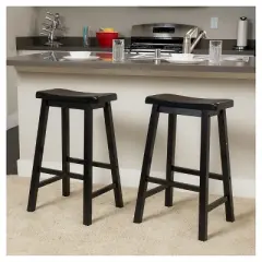 Set of 2 29" Pomeroy Saddle Barstool Black - Christopher Knight Home