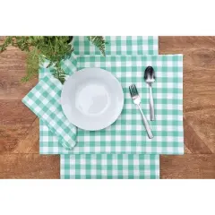 C&F Home Ashford Aqua Gingham Checkered Placemats Set of 6 Dining, 13" x 19"