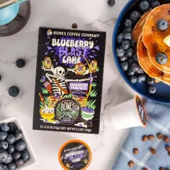 Bones Coffee Company Blueberry Blast Cake 12 ct Blueberry Pancakes Flavor Single-Serve Bones Cups Coffee Pods