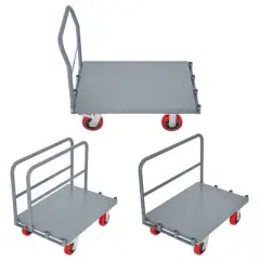 Steel Panel Truck, 2000 LBS Capacity Lumber Cart Drywall Dolly Cart, 36 x 24 Inch Flatbed Cart Dolly with 6" Swivel Brake Wheels, Platform Truck