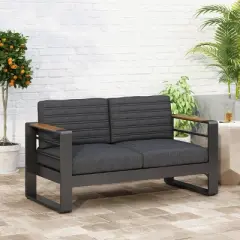 Christopher Knight Home Aluminum Giovanna Rust Resistant Outdoor Patio Loveseat with Cushions: Weather-Resistant, UV-Protected