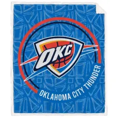 NBA Oklahoma City Thunder Doodle Circle Flannel Fleece Sherpa Blanket