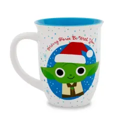 Silver Buffalo Star Wars Santa Yoda Wide-Rim Ceramic Latte Mug | Holds 16 Ounces