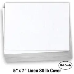 Hamilco 5x7 White Linen Textured Cardstock Paper Blank Index Cards Flat Card Stock 80lb Cover &ndash; 100 Pack