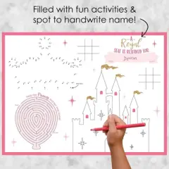 Big Dot of Happiness Little Princess Crown - Paper Pink and Gold Princess Birthday Party Coloring Sheets - Activity Placemats - Set of 16