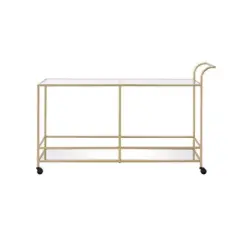 61" Kenda Clear Glass Serving Cart Mirrored/Gold - Acme Furniture