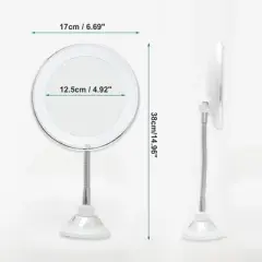 Unique Bargains 10X Magnifying Mirror Flexible Gooseneck Tube Makeup Mirror with Suction Cup White
