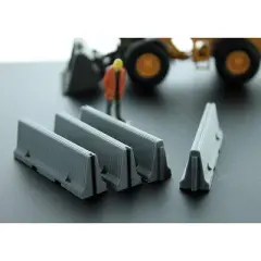 3D to Scale 1/50 4 Pack of 3D Printed Gray Plastic Jersey Barriers 50-100-GY
