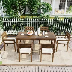 7-Piece Acacia Wood Patio Dining Set With Extendable Dining Table,Patio Dining Set With Wood Frame,Outdoor Furniture -Maison Boucle