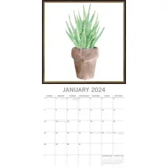 The Gifted Stationery 2024 Square Wall Calendar, Succulents, 16-Month Arts & Antiques Theme with 180 Reminder Stickers (12x12 In)