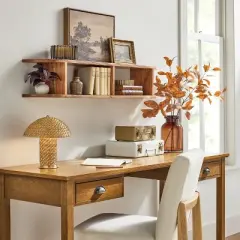 Rattan Accent Table Lamp (Includes LED Light Bulb) Brass/Brown - Hearth & Hand&trade; with Magnolia