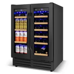 Velivi 24 in. Dual Zone 20-Wine Bottles and 88-Cans Beverage & Wine Cooler in black