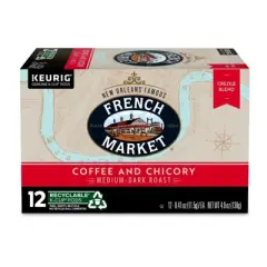 French Market Coffee & Chicory Medium-Dark Roast Single Serve Coffee Pods, 12 Count Box