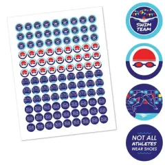 Big Dot of Happiness Making Waves - Swim Team - Swimming or Birthday Party Round Candy Sticker Favors - Labels Fits Chocolate Candy (1 sheet of 108)