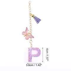 Unique Bargains Star Sequin Letter P Butterfly Tassel Water Cup Pendant Purple 1 Pc