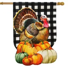 Briarwood Lane Fall House Flag 40x28 For Outdoor Harvest Turkey Burlap For Fall House Flag