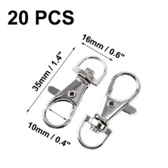 Unique Bargains Key Ring Chain Metal Lobster Swivel Clasp Silver Tone 1.4" x 0.6" x 0.28" 20Pcs
