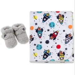 Fisher-Price Space Explorer Sherpa Lined Blanket and Plush Booties