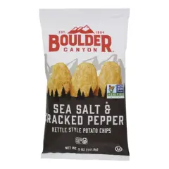 Boulder Canyon Sea Salt & Cracked Pepper Kettle Chips - Case of 12/5 oz