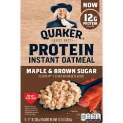 Quaker Instant Protein Maple Brown Sugar Oatmeal - 6ct / 12.6oz