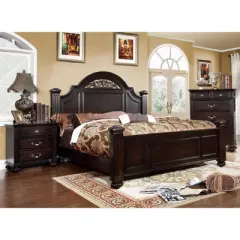 3pc California King Pennings Traditional Bed Set and Nightstand with Chest Dark Walnut - HOMES: Inside + Out