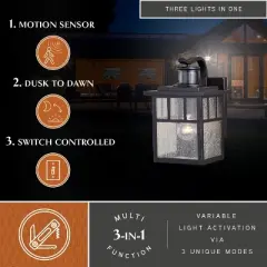 VAXCEL Mission Bronze Motion Sensor Dusk to Dawn Outdoor Mission Wall Light