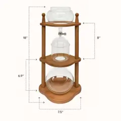 Nispira Cold Brew coffee Maker Ice Coffee Drip Machine with Advanced Slow Drip Technology Borosilicate Glass with Wood Tower, 6-8 Cup, Brown