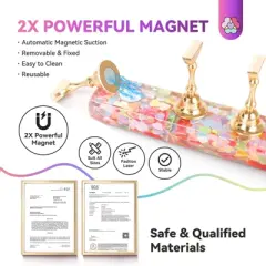 Saviland Pro Press-On Display: 3-Pc Iridescent Magnetic Stands w/40 Reusable Silicone Pads - Salon Artistry Training System.