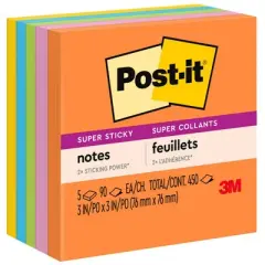 Post-it&reg; Super Sticky Notes, 3 in x 3 in, Energy Boost Collection, 5 Pads/Pack, 2 Packs